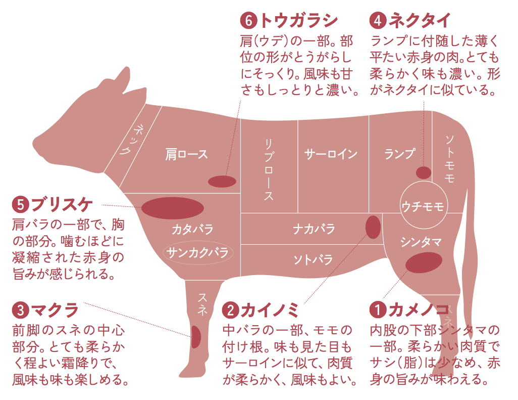 ネクタイ トウガラシ マクラ 牛肉の希少部位 探求のすすめ サライ Jp 小学館の雑誌 サライ 公式サイト