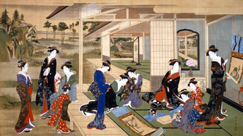 江戸中期の浮世絵師・勝川春章の精緻で優雅な筆遣いを間近で鑑賞できる