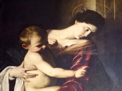 「巡礼の聖母」リアルな美しさをたたえる聖母。幼子イエスはちょっと大きい。