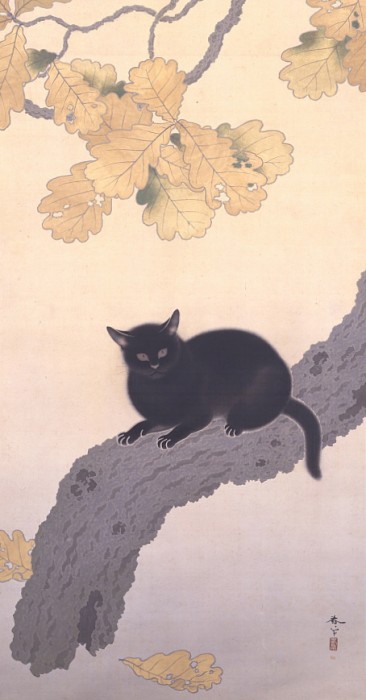 菱田春草《黒き猫》（部分）〔明治43年（1910）永青文庫蔵〕