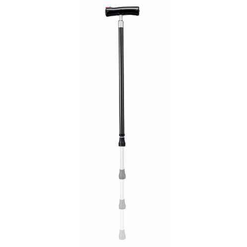 杖の長さは約60〜100cmの間で、無段階で伸縮する。