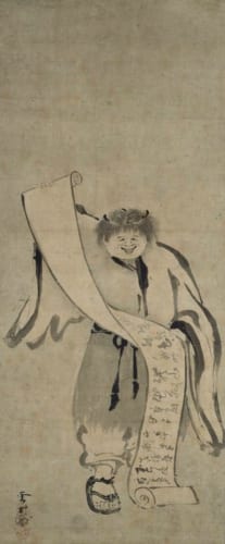 寒山拾得図　雪村周継筆　2幅　日本・室町時代　16世紀　栃木県立博物館蔵