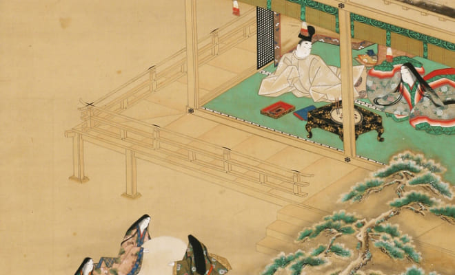 源氏物語朝顔図（部分）　土佐光起筆　1幅　日本・江戸時代　17世紀　根津美術館蔵