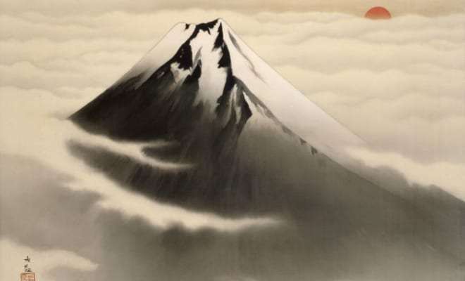 横山大観《富士山》1933（昭和8）年　絹本・墨画淡彩　山種美術館蔵