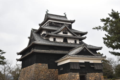 松江城天守には、前身である月山富田城から運ばれてきた材木が一部に利用されている