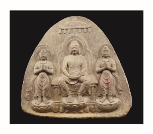 重要文化財 浮彫伝薬師三尊像　飛鳥～奈良時代・７～8世紀　奈良・石位寺蔵