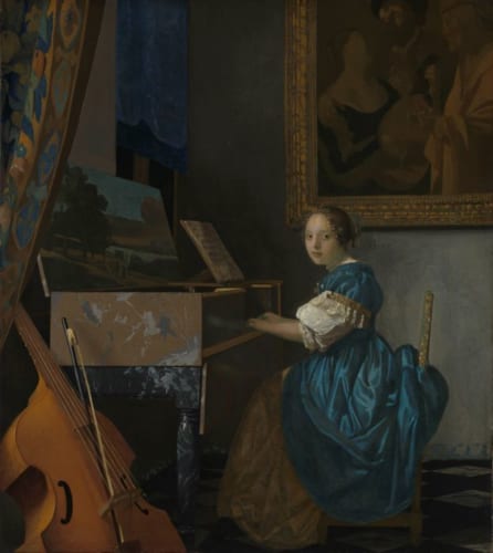 ヨハネス・フェルメール《ヴァージナルの前に座る若い女性》1670-72年　油彩・カンヴァス　(C)The National Gallery, London. Salting Bequest, 1910