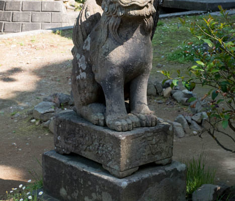 越前産の石で造られた狛犬｡