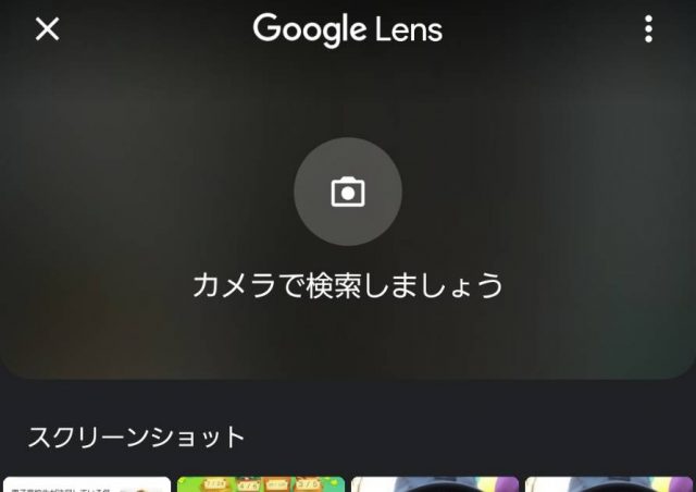 Googleアプリでカメラマークを押した際の画面